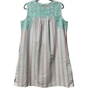 Sister Mary Madeline Indi Cotton Stripe Seersucker Embroidered‎ House Dress M